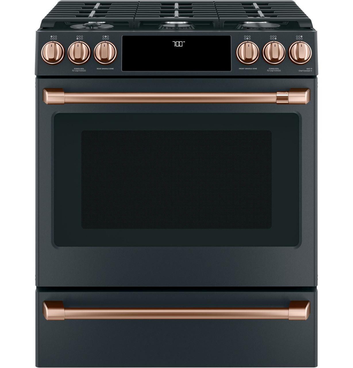 Cafe CGS700P3MD1 CAF(EBACK)™ 30" Smart Slide-In, Front-Control, Gas Range with Convection Oven