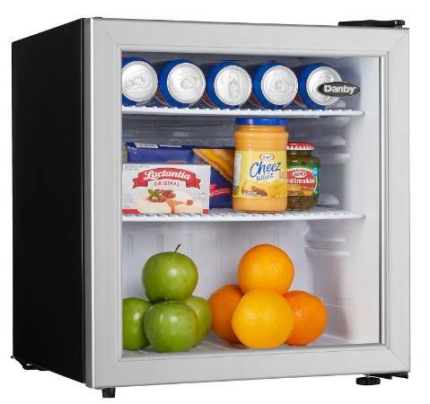 DAG016A1BDB Danby 1.6 cu. ft. Compact Glass Door Fridge in Platinum