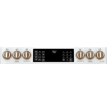 Cafe CGS750P4MW2 CAF(EBACK)™ 30" Smart Slide-In, Front-Control, Gas Double-Oven Range with Convection