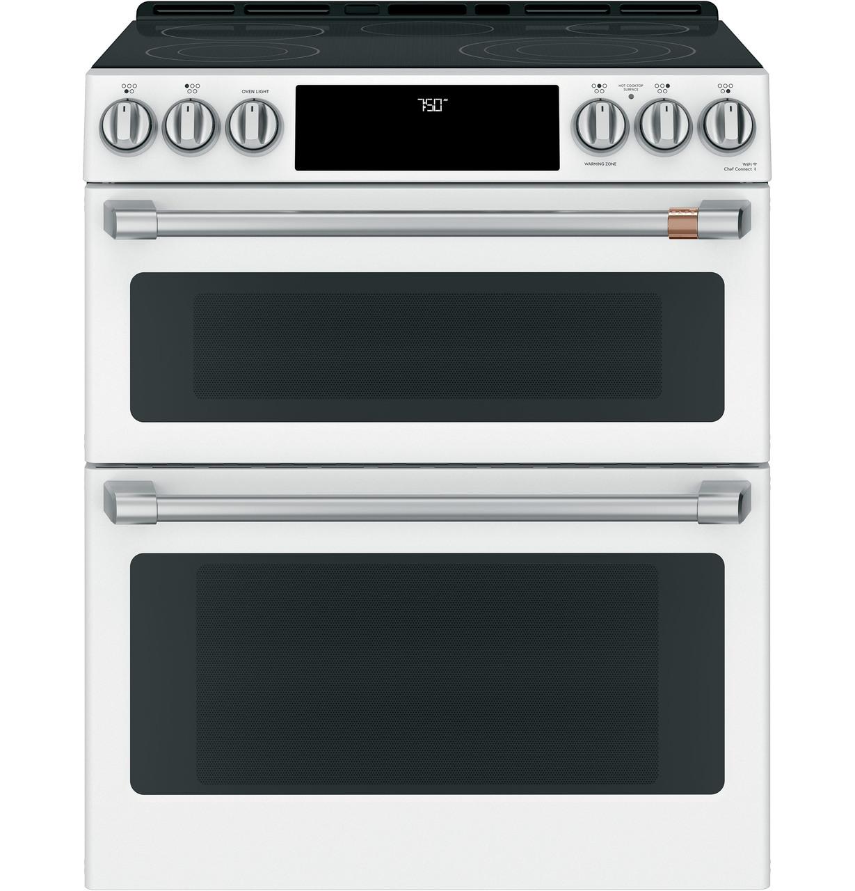 Cafe Caf(eback)™ 30" Smart Slide-In, Front-Control, Radiant and Convection Double-Oven Range