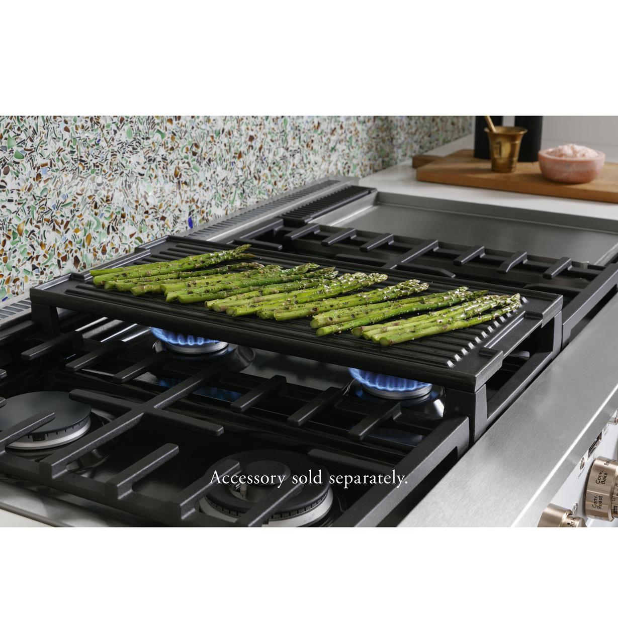 Cafe Caf(eback)™ 48" Smart Dual-Fuel Commercial-Style Range with 6 Burners and Griddle (Natural Gas)