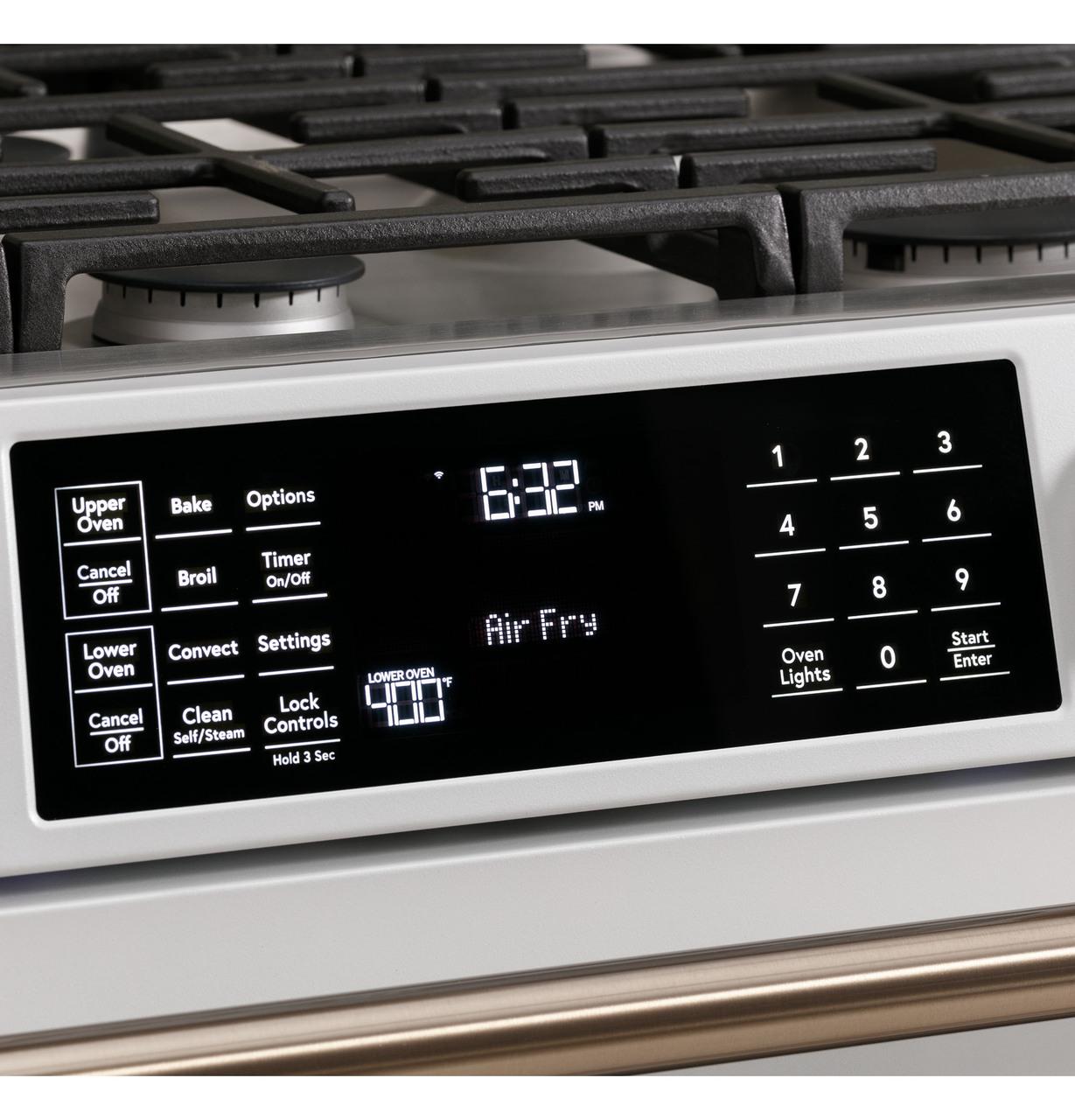 Cafe C2S950P4MW2 Caf(eback)™ 30" Smart Slide-In, Front-Control, Dual-Fuel, Double-Oven Range with Convection