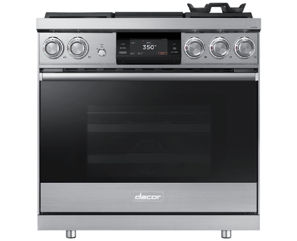 Dacor DOP36M94DPS 36" Pro Dual-Fuel Steam Range, Silver Stainless Steel, Liquid Propane