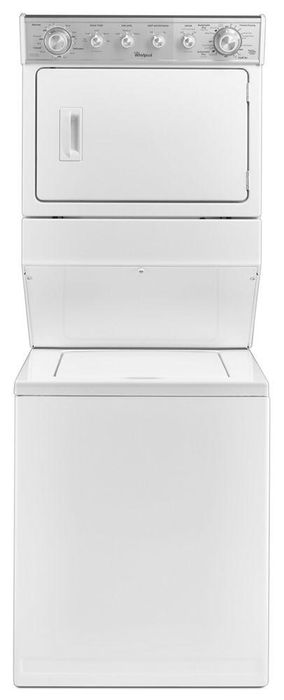 Whirlpool WGTLV27FW 2.5 cu.ft Long Vent Gas Stacked Laundry Center 4 Wash and 6 Dry Cycles