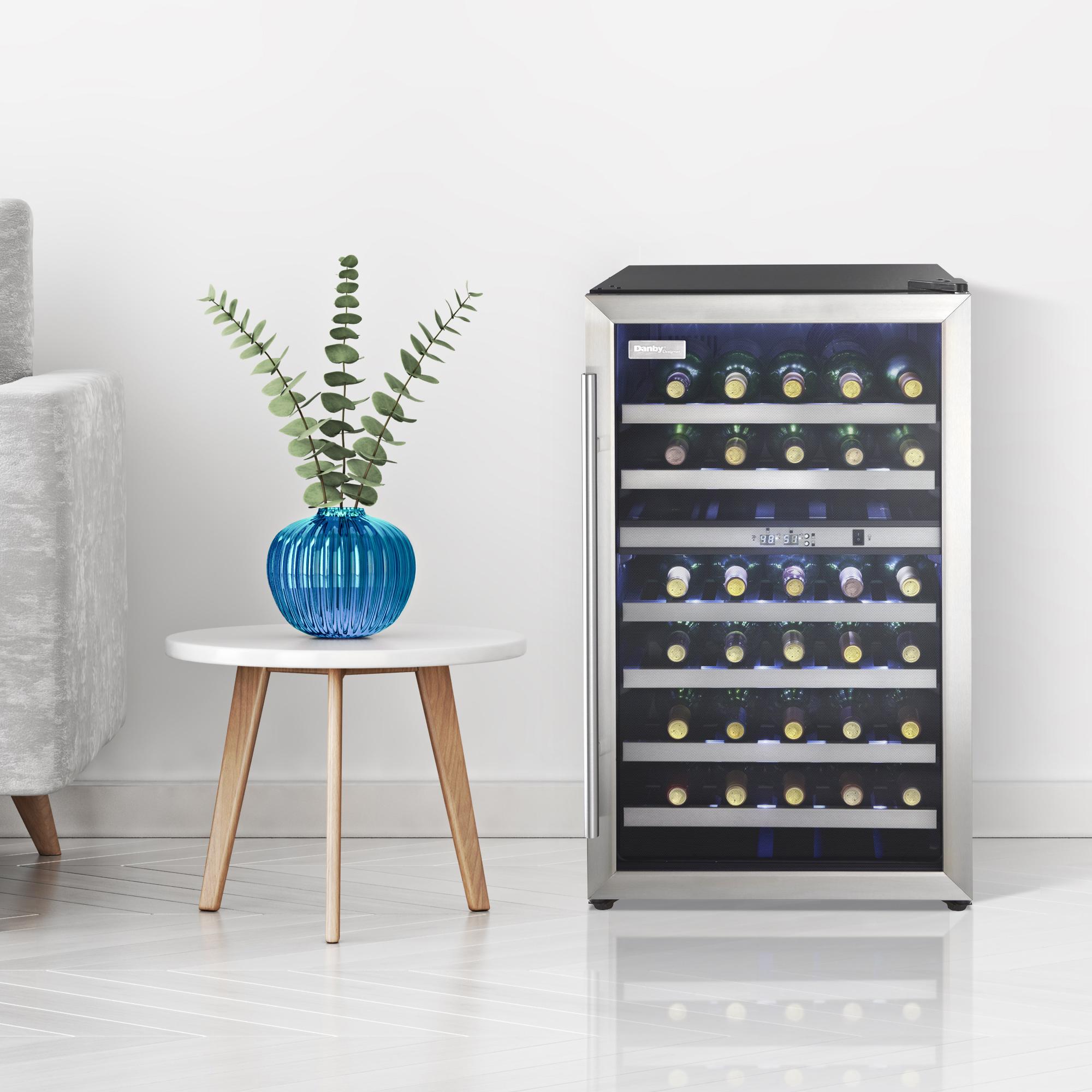 DWC114BLSDD Danby Designer 38 Bottle Free-Standing Wine Cooler in Black Stainless Steel