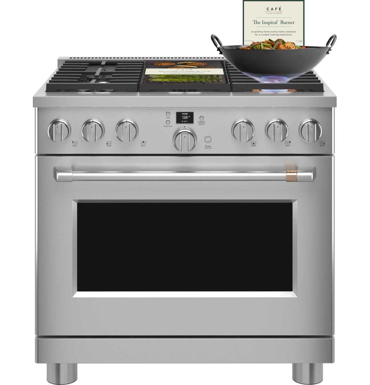 Cafe Caf(eback)™ 36" Smart Dual-Fuel Commercial-Style Range with 6 Burners (Natural Gas)