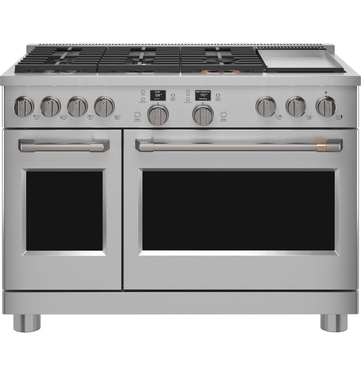 Cafe C2Y486P2TS1 CAF(EBACK)™ 48" Smart Dual-Fuel Commercial-Style Range with 6 Burners and Griddle (Natural Gas)