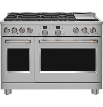 Cafe C2Y486P2TS1 CAF(EBACK)™ 48" Smart Dual-Fuel Commercial-Style Range with 6 Burners and Griddle (Natural Gas)