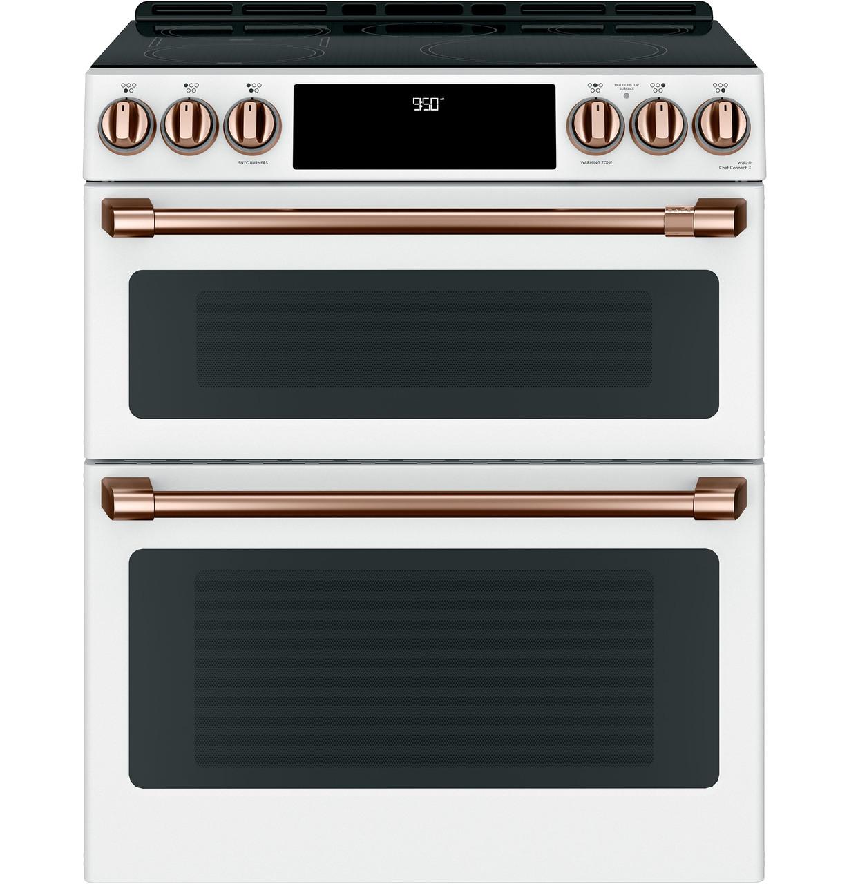 Cafe CHS950P4MW2 CAF(EBACK)™ 30" Smart Slide-In, Front-Control, Induction and Convection Double-Oven Range