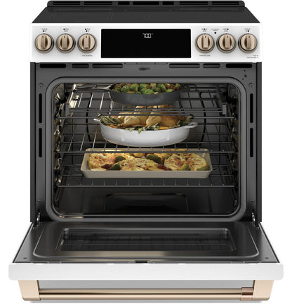 Cafe CES700P4MW2 CAF(EBACK)™ 30" Smart Slide-In, Front-Control, Radiant and Convection Range