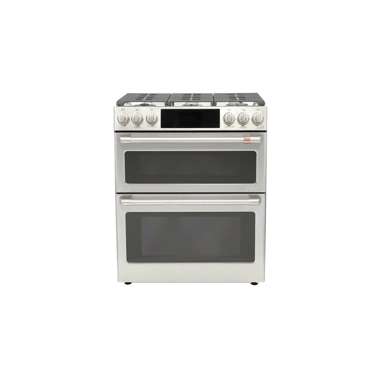 Cafe C2S950P2MS1 CAF(EBACK)™ 30" Smart Slide-In, Front-Control, Dual-Fuel, Double-Oven Range with Convection