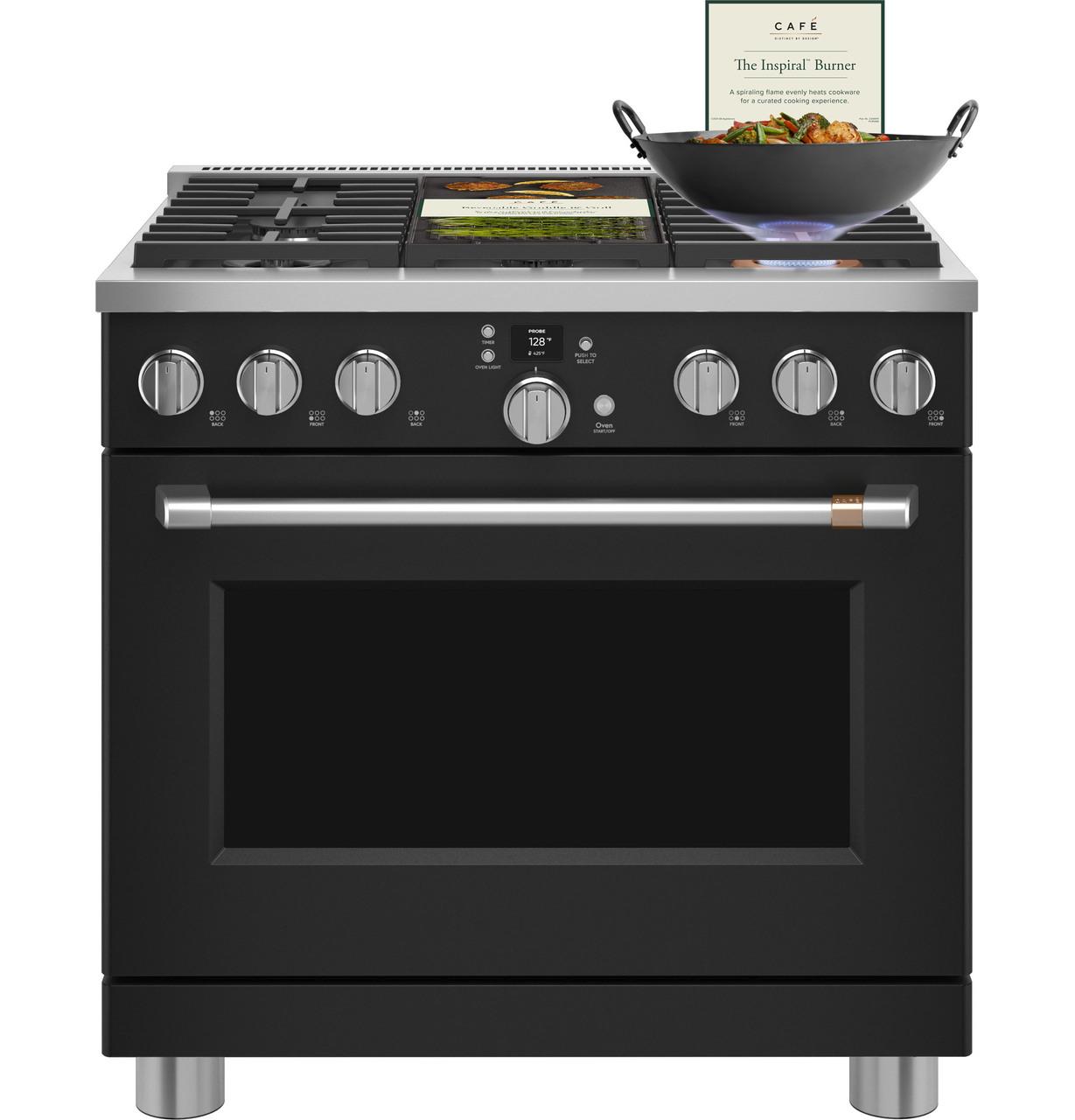 Cafe Caf(eback)™ 36" Smart Dual-Fuel Commercial-Style Range with 6 Burners (Natural Gas)