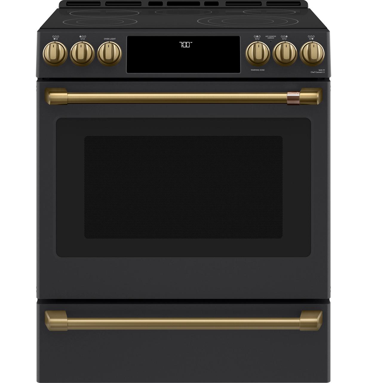 Cafe Caf(eback)™ 30" Smart Slide-In, Front-Control, Radiant and Convection Range