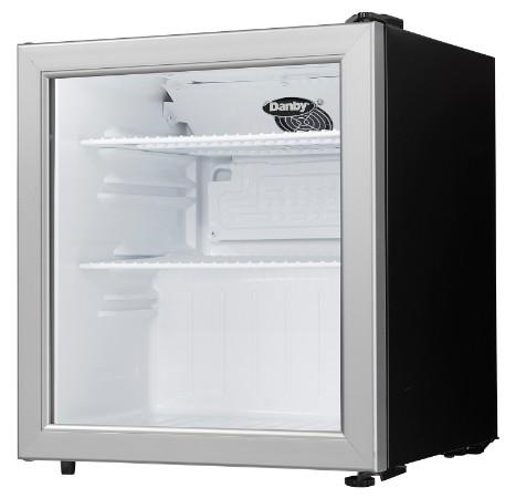 DAG016A1BDB Danby 1.6 cu. ft. Compact Glass Door Fridge in Platinum