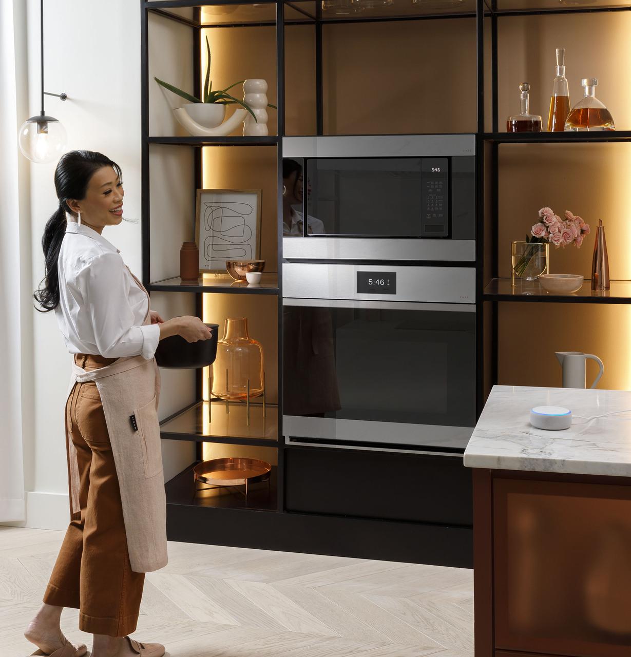 Cafe CTD90DM2NS5 CAF(EBACK)™ 30" Smart Built-In Convection Double Wall Oven in Platinum Glass