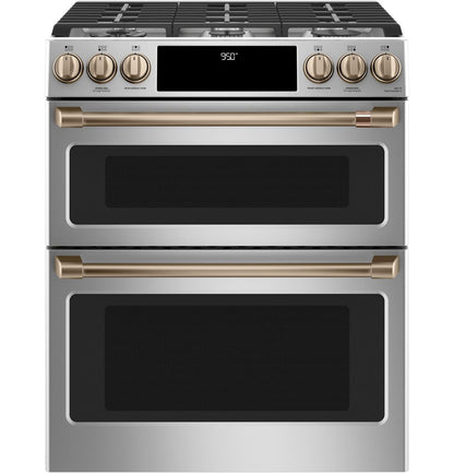 Cafe C2S950P2MS1 CAF(EBACK)™ 30" Smart Slide-In, Front-Control, Dual-Fuel, Double-Oven Range with Convection