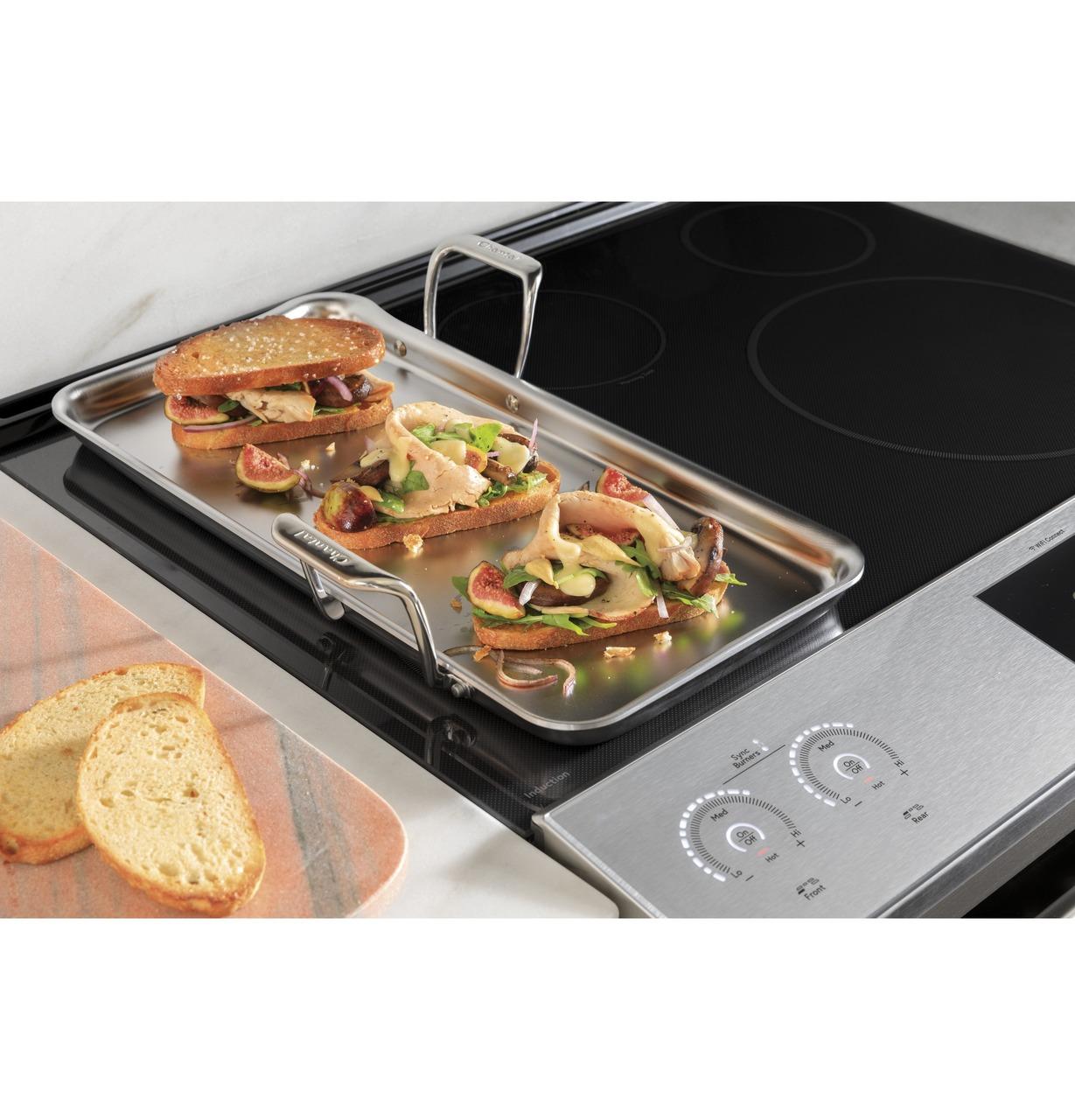 Cafe Caf(eback)™ 30" Smart Slide-In, Front-Control, Induction and Convection Range with In-Oven Camera in Platinum Glass