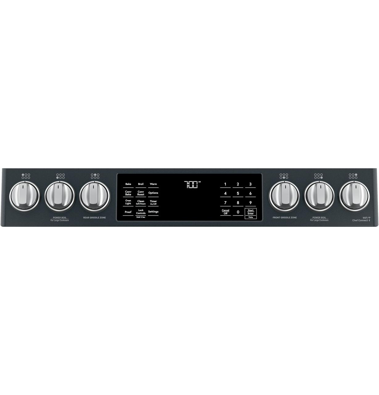 Cafe Caf(eback)™ 30" Smart Slide-In, Front-Control, Gas Range with Convection Oven