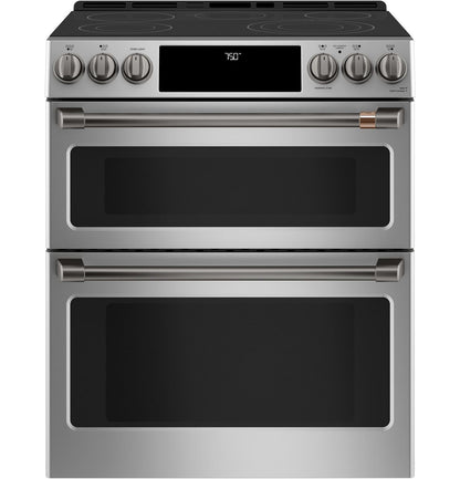 Cafe CES750P2MS1 CAF(EBACK)™ 30" Smart Slide-In, Front-Control, Radiant and Convection Double-Oven Range