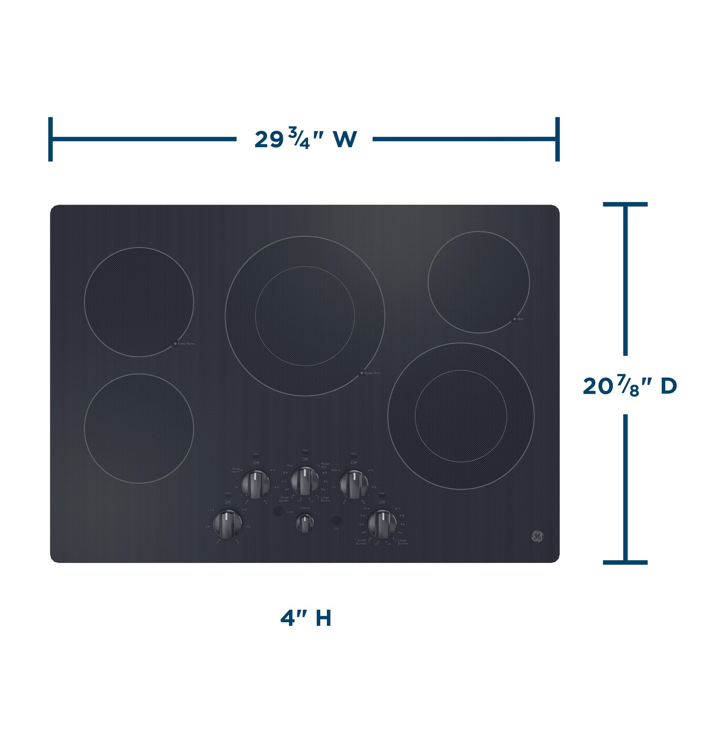 JEP5030DTBB GE® 30" Built-In knob Control Electric Cooktop