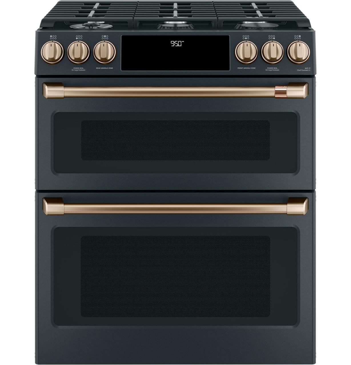 Caf(eback)™ 30" Smart Slide-In, Front-Control, Dual-Fuel, Double-Oven Range with Convection
