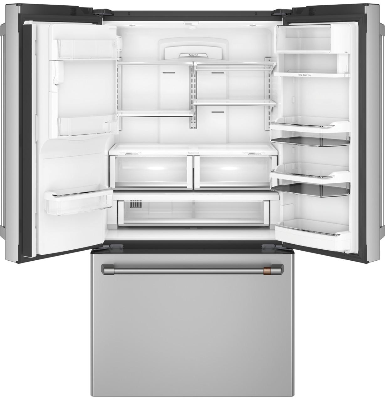 Cafe CYE22TP2MS1 CAF(EBACK)™ ENERGY STAR® 22.1 Cu. Ft. Smart Counter-Depth French-Door Refrigerator with Hot Water Dispenser
