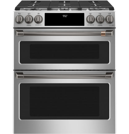 Cafe C2S950P2MS1 CAF(EBACK)™ 30" Smart Slide-In, Front-Control, Dual-Fuel, Double-Oven Range with Convection