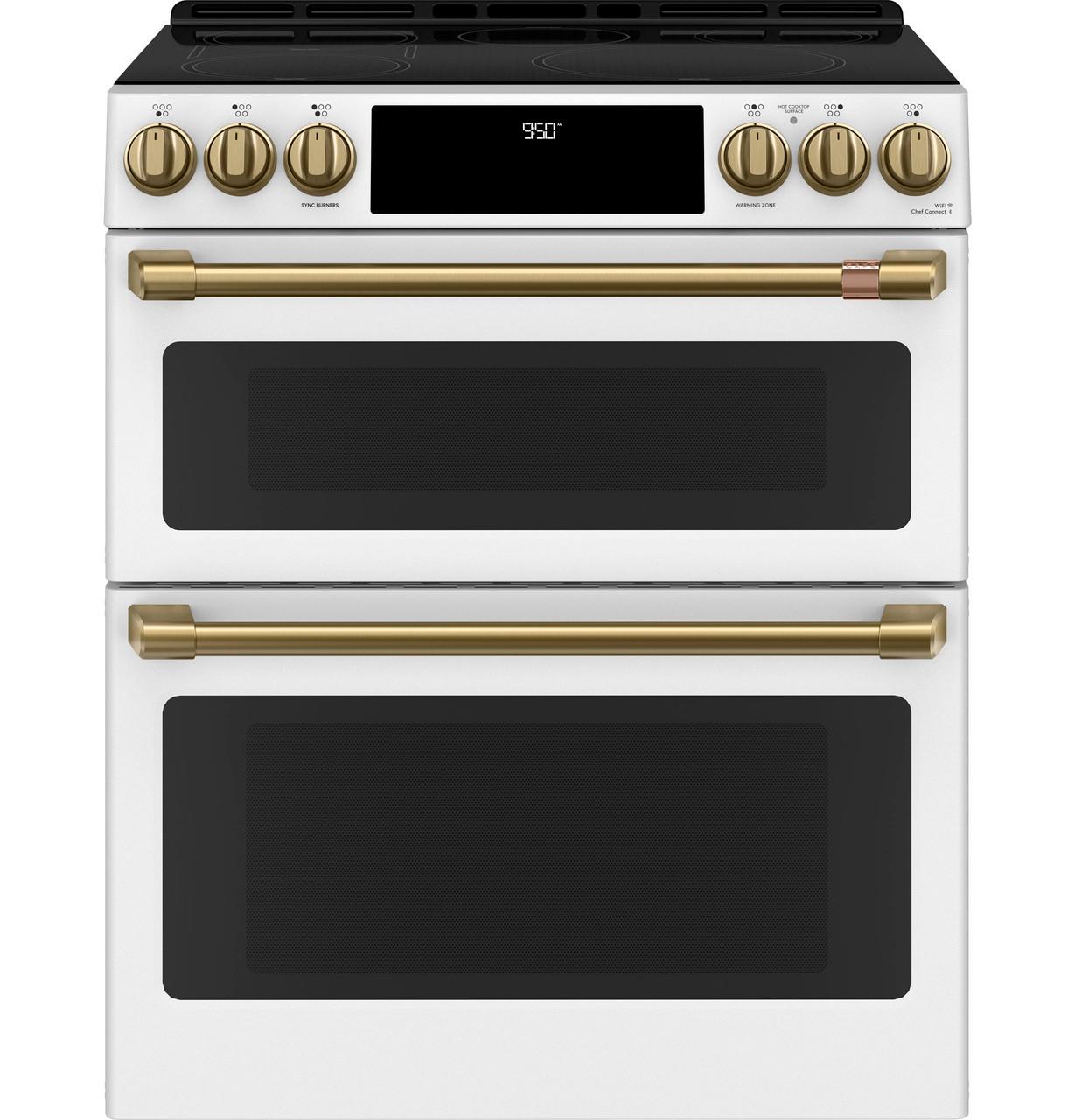 Cafe CHS950P4MW2 CAF(EBACK)™ 30" Smart Slide-In, Front-Control, Induction and Convection Double-Oven Range