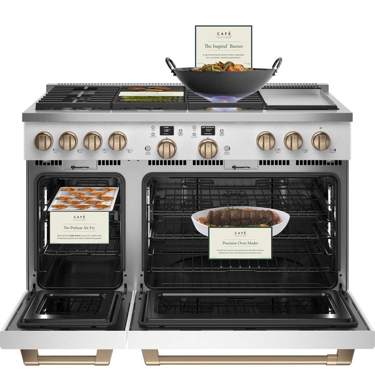 Cafe C2Y486P4TW2 CAF(EBACK)™ 48" Smart Dual-Fuel Commercial-Style Range with 6 Burners and Griddle (Natural Gas)