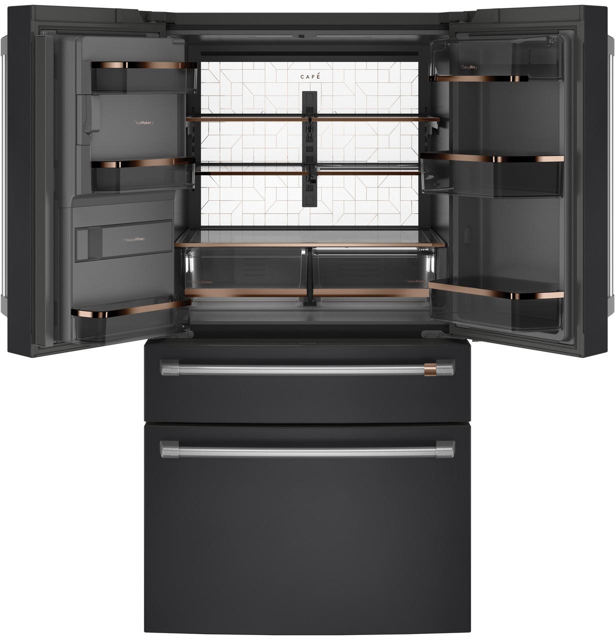 Cafe CXE22DP3PD1 CAF(EBACK)™ ENERGY STAR® 22.3 Cu. Ft. Smart Counter-Depth 4-Door French-Door Refrigerator