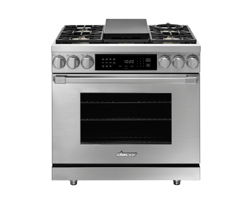 Dacor HDPR36SNG Dual Fuel Pro Range, Silver Stainless Steel, Natural Gas