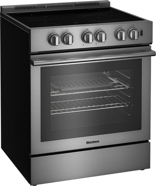 Blomberg Appliances BERU30422SS 30in electric stainless range with 5.7 cu ft self clean oven, 4 burner