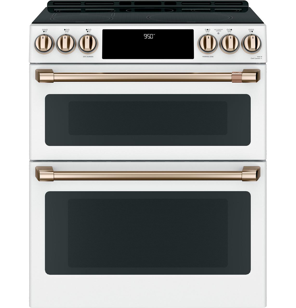 Cafe CHS950P4MW2 CAF(EBACK)™ 30" Smart Slide-In, Front-Control, Induction and Convection Double-Oven Range