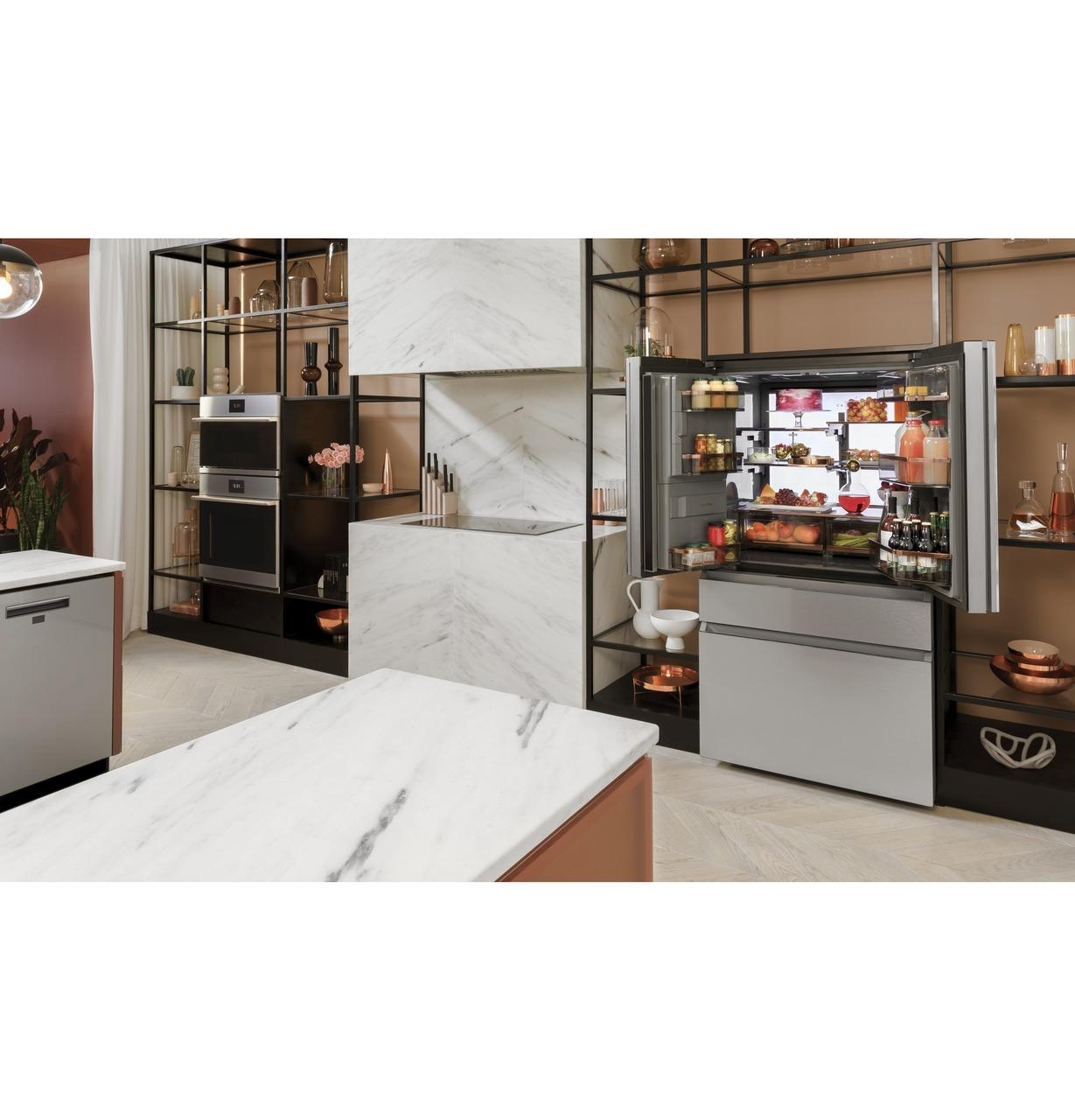 Cafe Caf(eback)™ ENERGY STAR® 27.8 Cu. Ft. Smart 4-Door French-Door Refrigerator in Platinum Glass