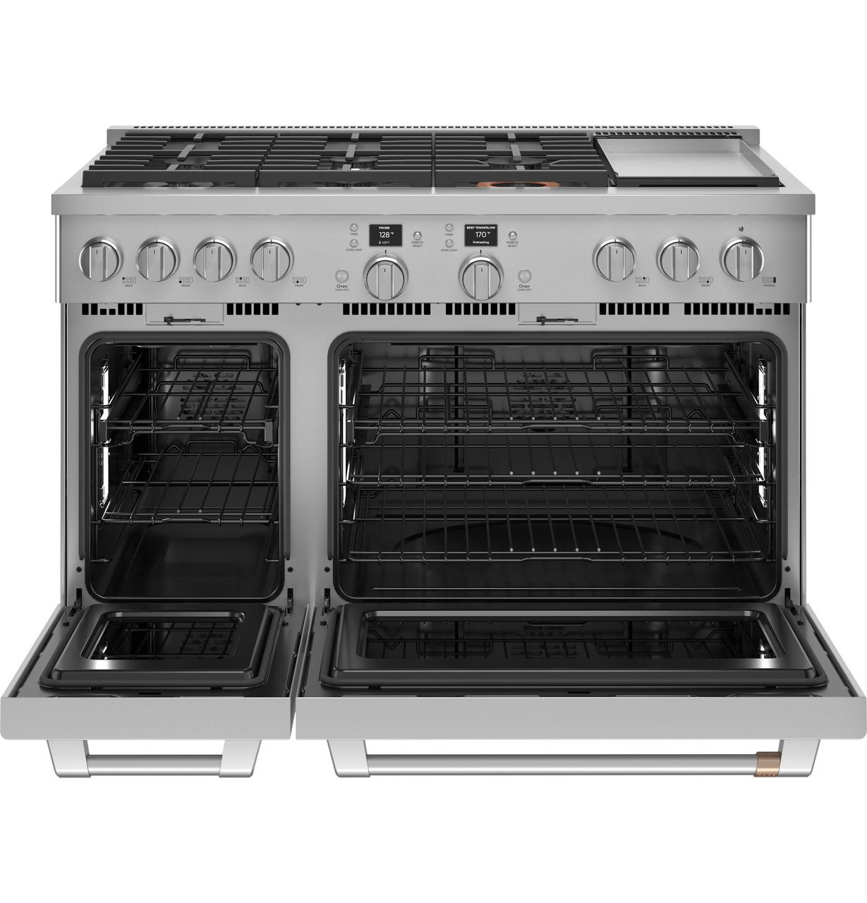 Cafe Caf(eback)™ 48" Smart Dual-Fuel Commercial-Style Range with 6 Burners and Griddle (Natural Gas)