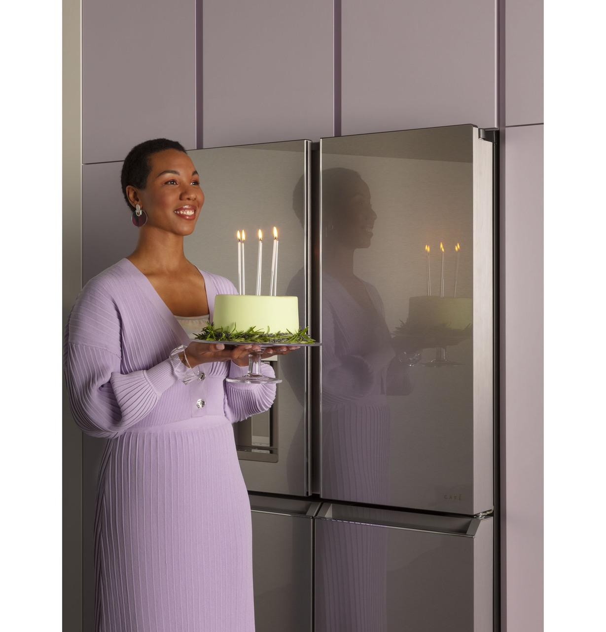 Caf(eback)™ ENERGY STAR® 27.4 Cu. Ft. Smart Quad-Door Refrigerator in Platinum Glass