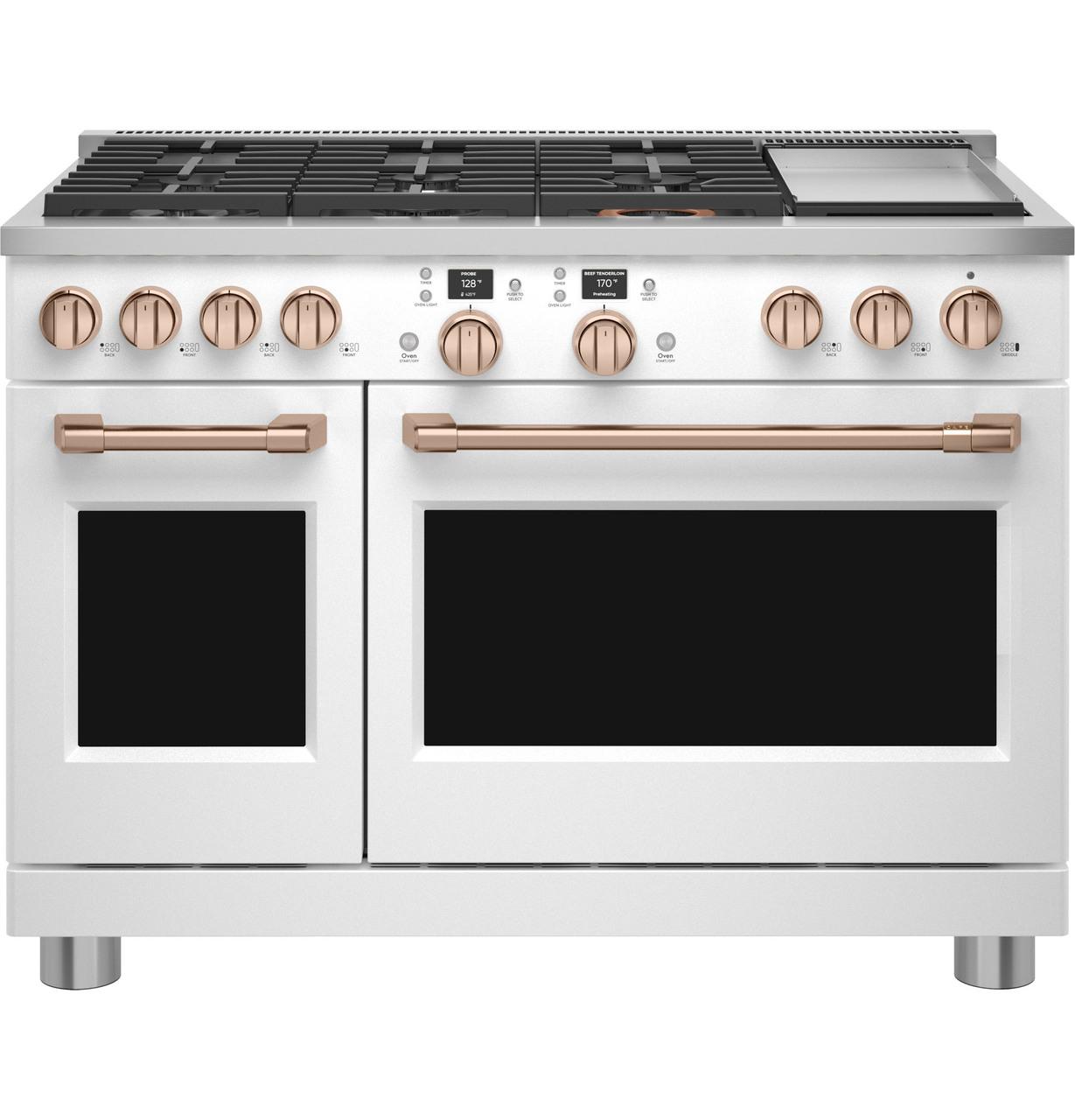 Cafe C2Y486P4TW2 CAF(EBACK)™ 48" Smart Dual-Fuel Commercial-Style Range with 6 Burners and Griddle (Natural Gas)