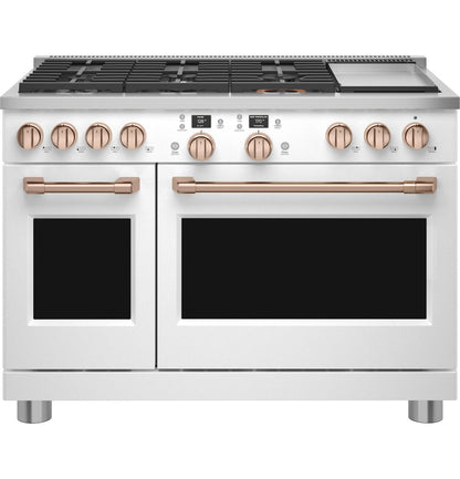 Cafe C2Y486P4TW2 CAF(EBACK)™ 48" Smart Dual-Fuel Commercial-Style Range with 6 Burners and Griddle (Natural Gas)