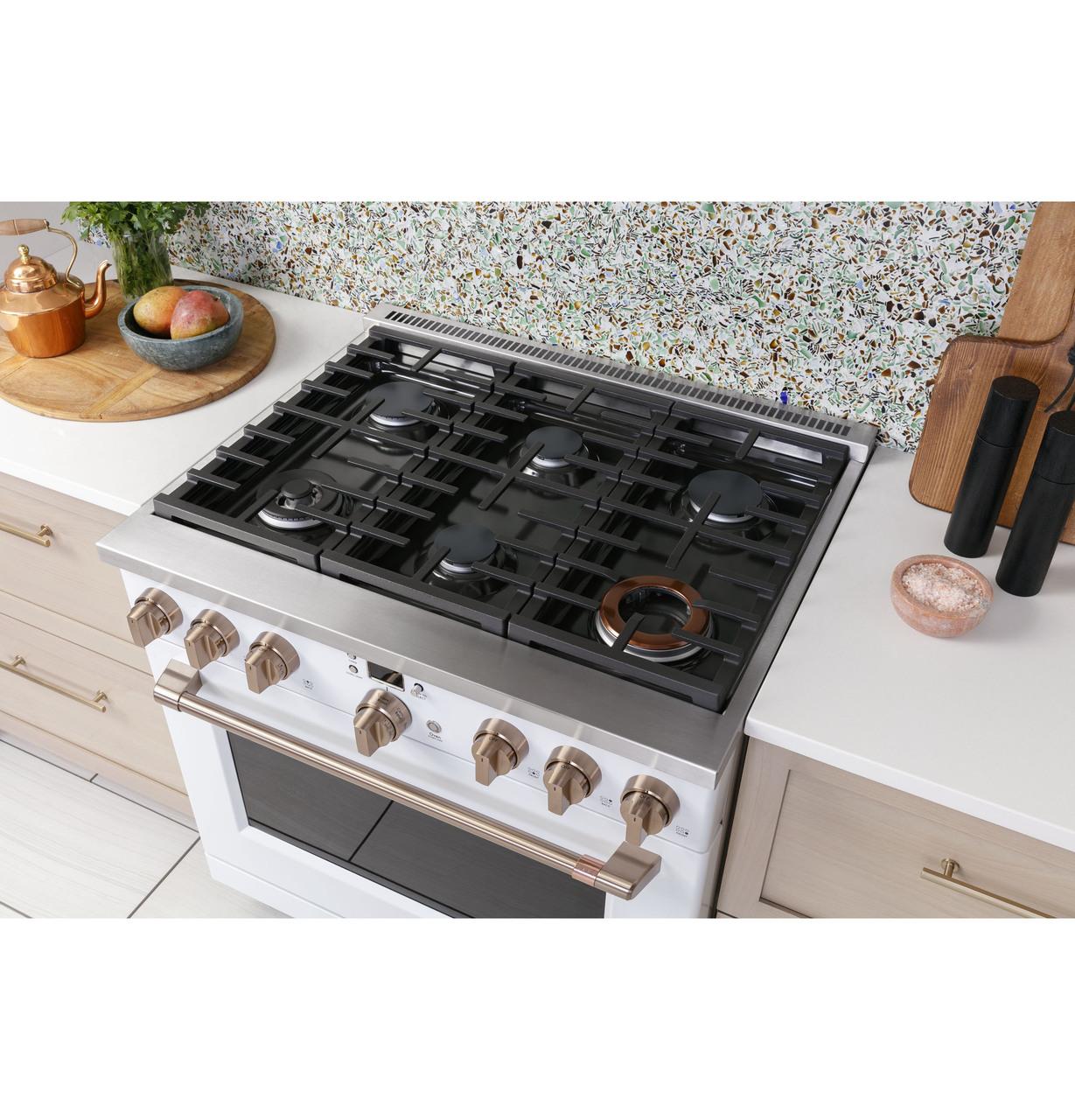 Cafe Caf(eback)™ 36" Smart Dual-Fuel Commercial-Style Range with 6 Burners (Natural Gas)