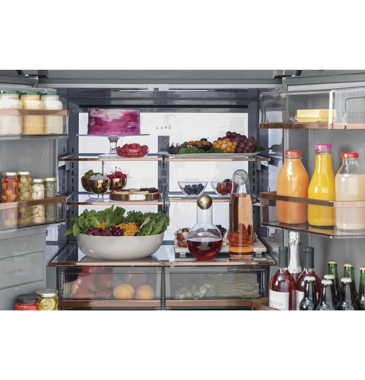 Caf(eback)™ ENERGY STAR® 27.4 Cu. Ft. Smart Quad-Door Refrigerator in Platinum Glass