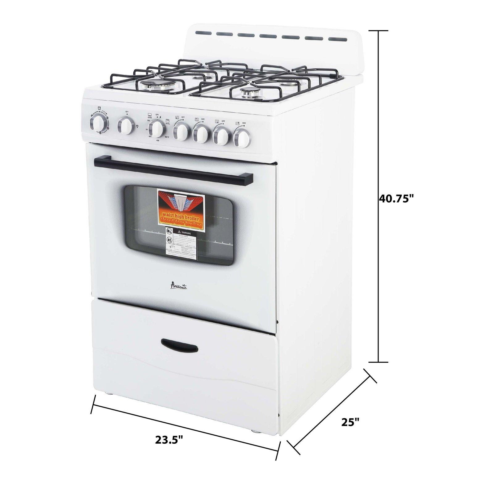 GR2414CW Avanti 24" Compact Gas Range Oven - White / 2.6 cu. ft.