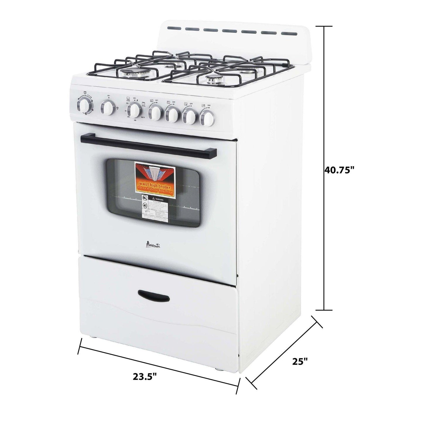 GR2416CSS Avanti 24" Gas Range - Stainless Steel