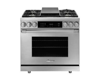Dacor HDPR36SLP Dual Fuel Pro Range, Silver Stainless Steel, Liquid Propane
