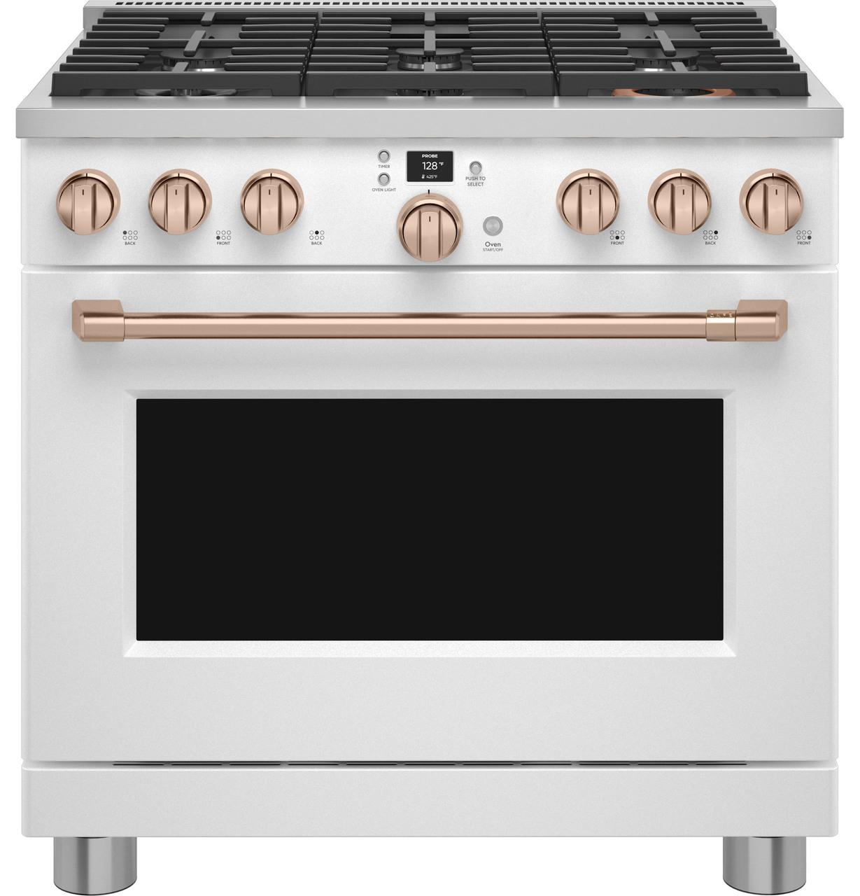 Cafe C2Y366P4TW2 CAF(EBACK)™ 36" Smart Dual-Fuel Commercial-Style Range with 6 Burners (Natural Gas)