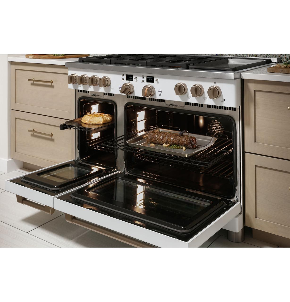 Cafe Caf(eback)™ 48" Smart Dual-Fuel Commercial-Style Range with 6 Burners and Griddle (Natural Gas)