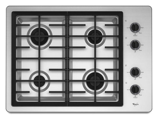 Whirlpool W5CG3024XS 30-inch Gas Cooktop with two 12,500 BTU Power Burners