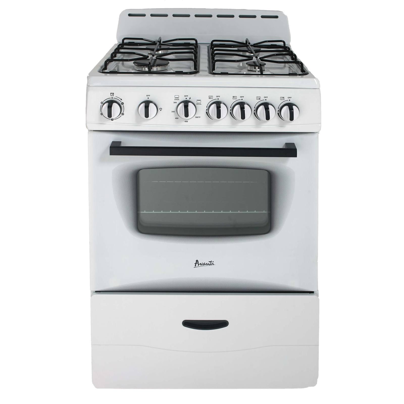 GR2414CW Avanti 24" Compact Gas Range Oven - White / 2.6 cu. ft.