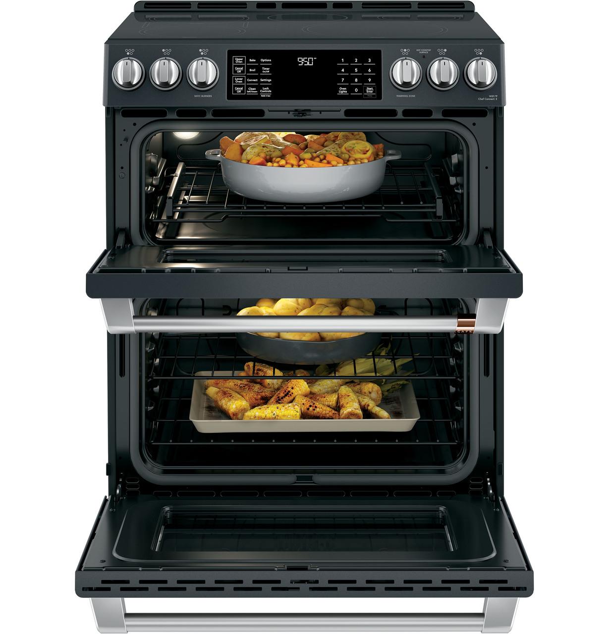 Cafe CHS950P3MD1 CAF(EBACK)™ 30" Smart Slide-In, Front-Control, Induction and Convection Double-Oven Range