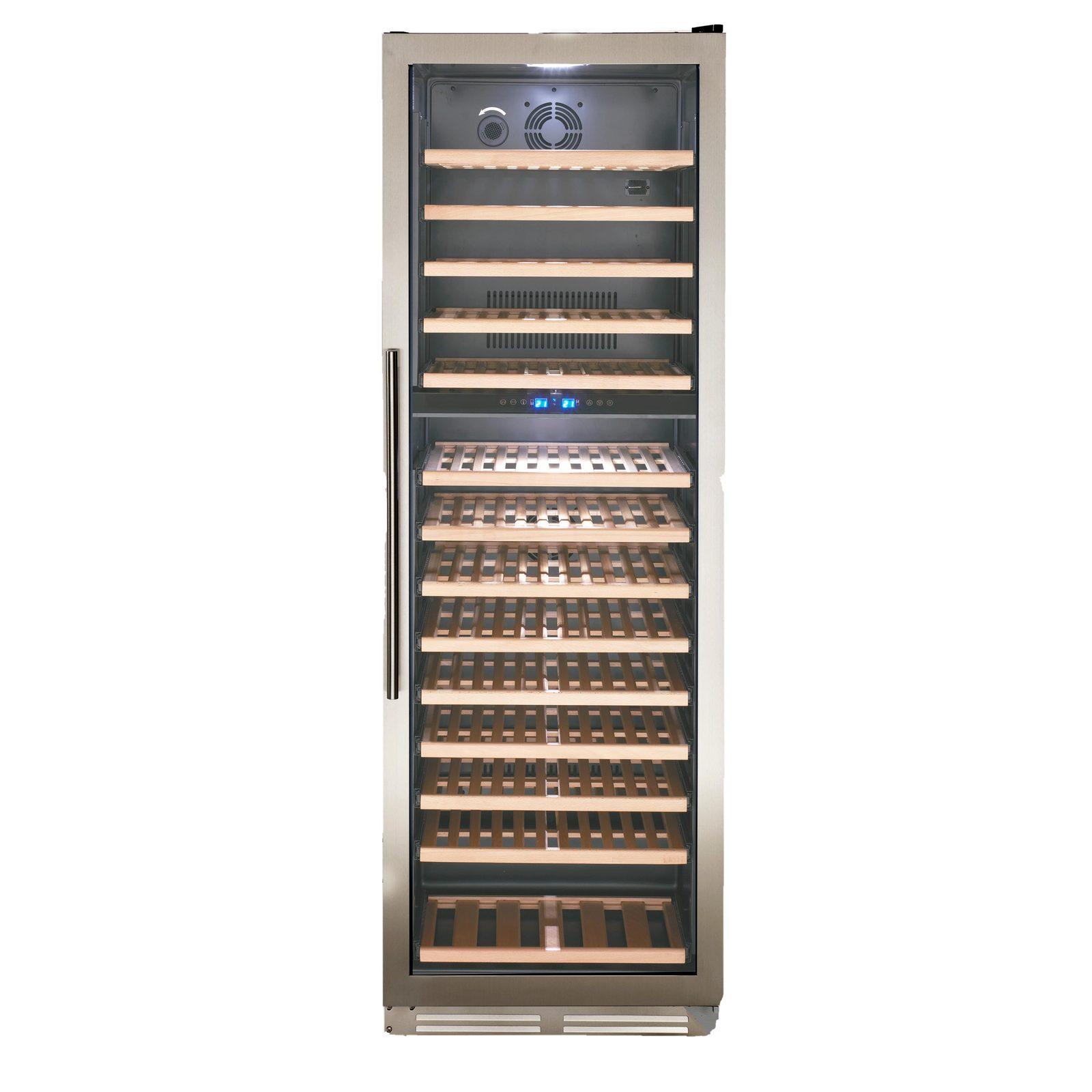 Avanti 154 Bottle DESIGNER Series Dual-Zone Wine Cooler - Stainless Steel with Black Cabinet / 154 Bottles