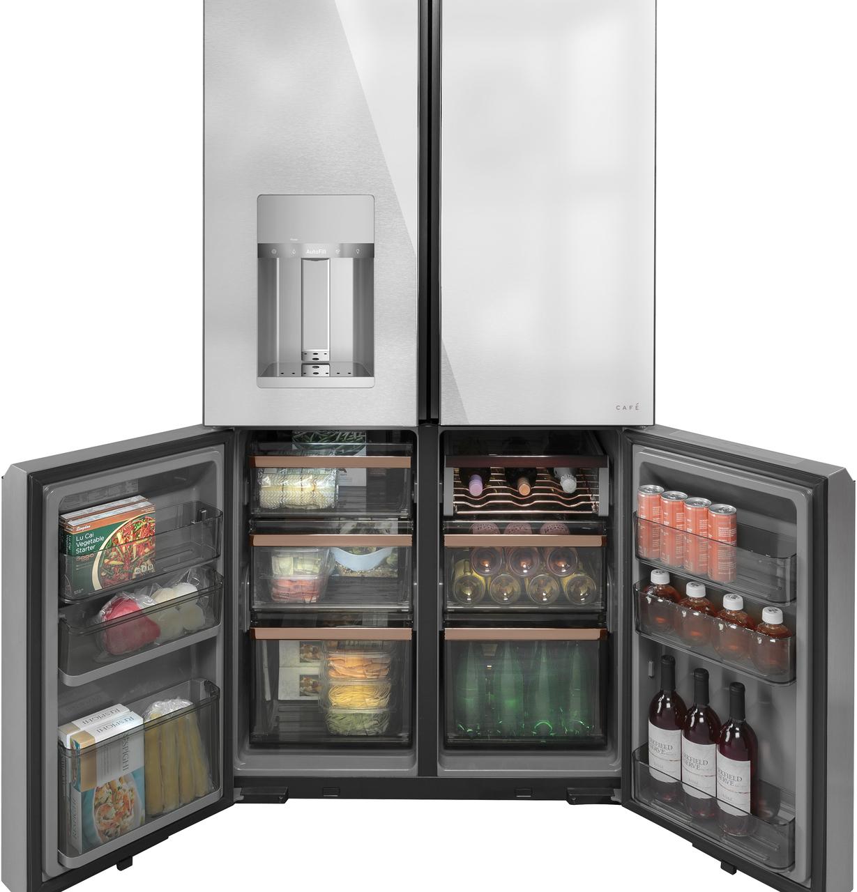 Caf(eback)™ ENERGY STAR® 27.4 Cu. Ft. Smart Quad-Door Refrigerator in Platinum Glass